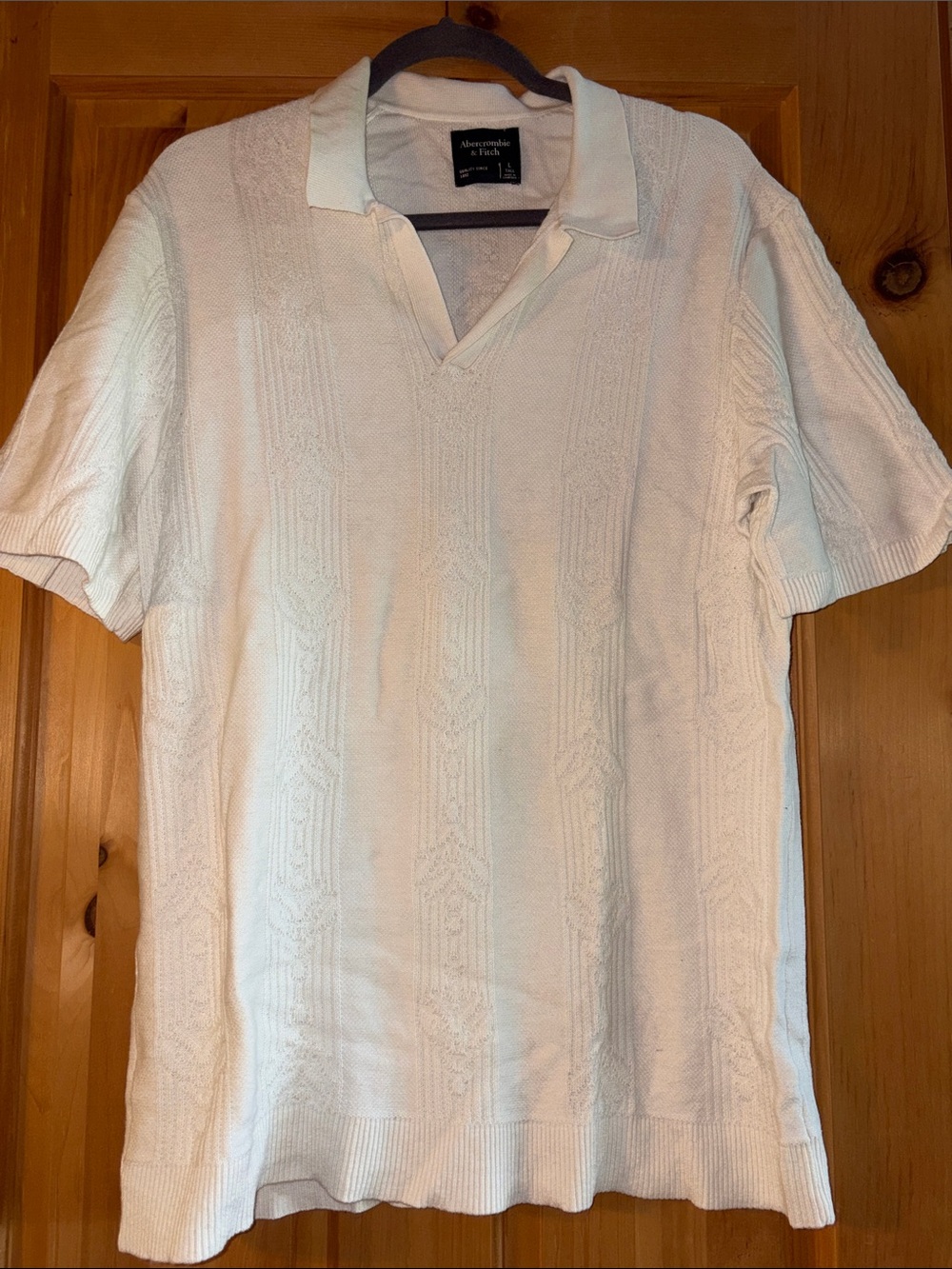 Abercrombie & Fitch Cream Knit Polo Shirt